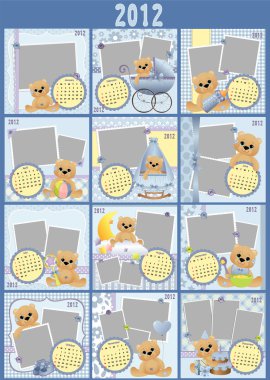 Baby monthly calendar for 2012 clipart