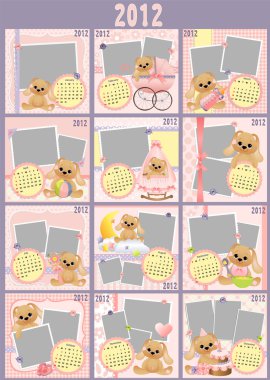 Baby monthly calendar for 2012 clipart