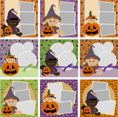 Collection of Halloween photo frames clipart