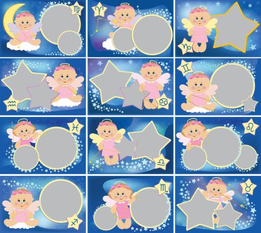 Collection of photo frames with zodiac signs clipart