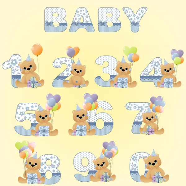 귀여운 아기 생일 숫자의 컬렉션 — 스톡 벡터