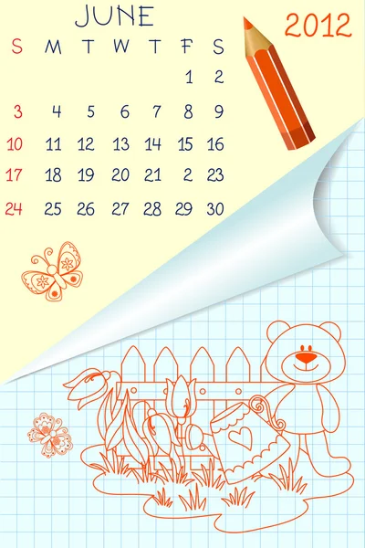 かわいいせめぎ合いスタイル カレンダー 2012 — ストックベクタ