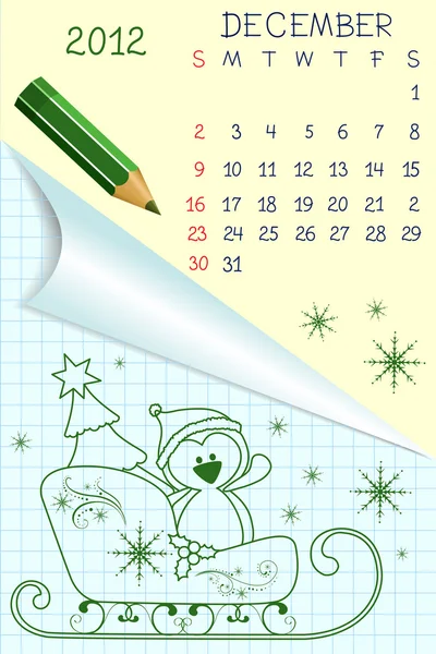 Calendário de estilo bonito livro escolar para 2012 — Vetor de Stock