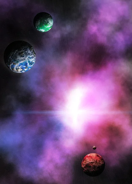 Abstrakt kosmiska bakgrund med planet — Stockfoto