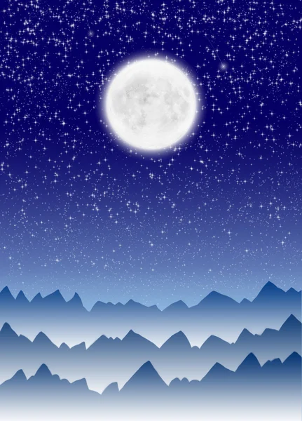 Ay ve dağ ile soyut peyzaj — Stok fotoğraf