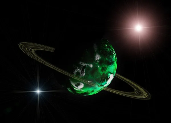 Abstracte kosmische achtergrond met buitenaardse planeet — Stockfoto