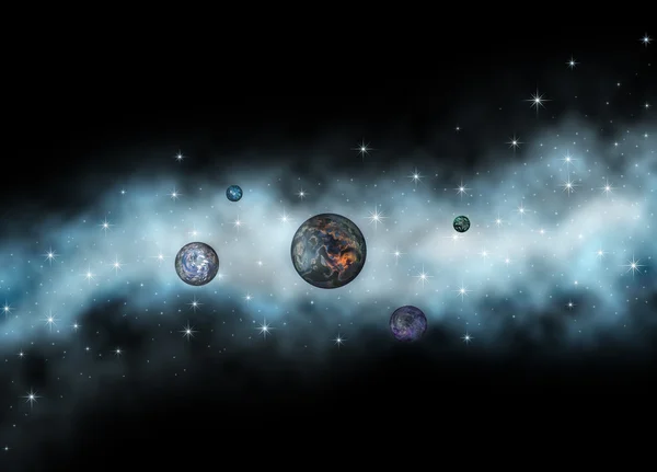 Abstrakter kosmischer Hintergrund mit Planet — Stockfoto