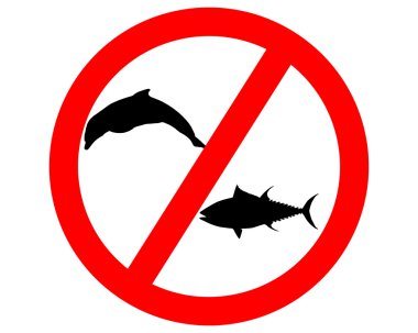 Prohibition sign tuna dolphin fishing clipart