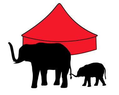 Elephants in circus clipart