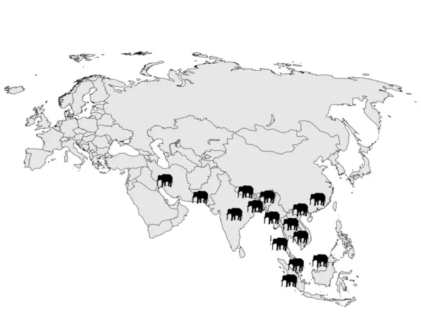 亚洲大象范围 — 图库照片