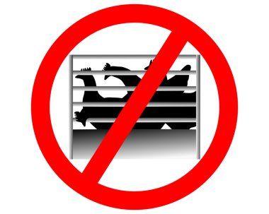 Prohibition sign caging of hen clipart
