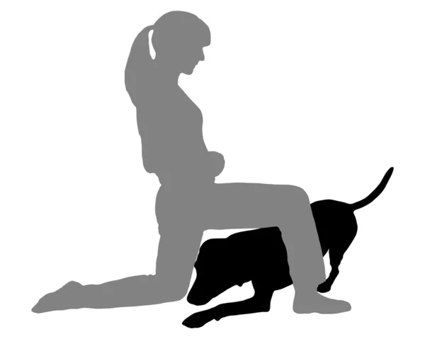 Hundesport mit Frau — Stockfoto