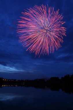 Fireworks Over Lake at Night clipart