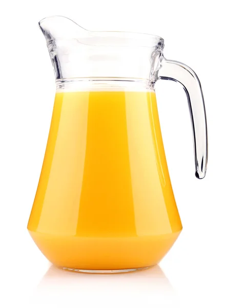 Jarro de suco de laranja isolado em branco — Fotografia de Stock