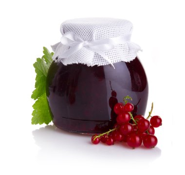 Red currant jam isolated on white clipart