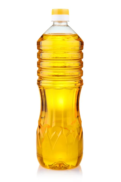 白に単離されたひまわり油のボトル — ストック写真