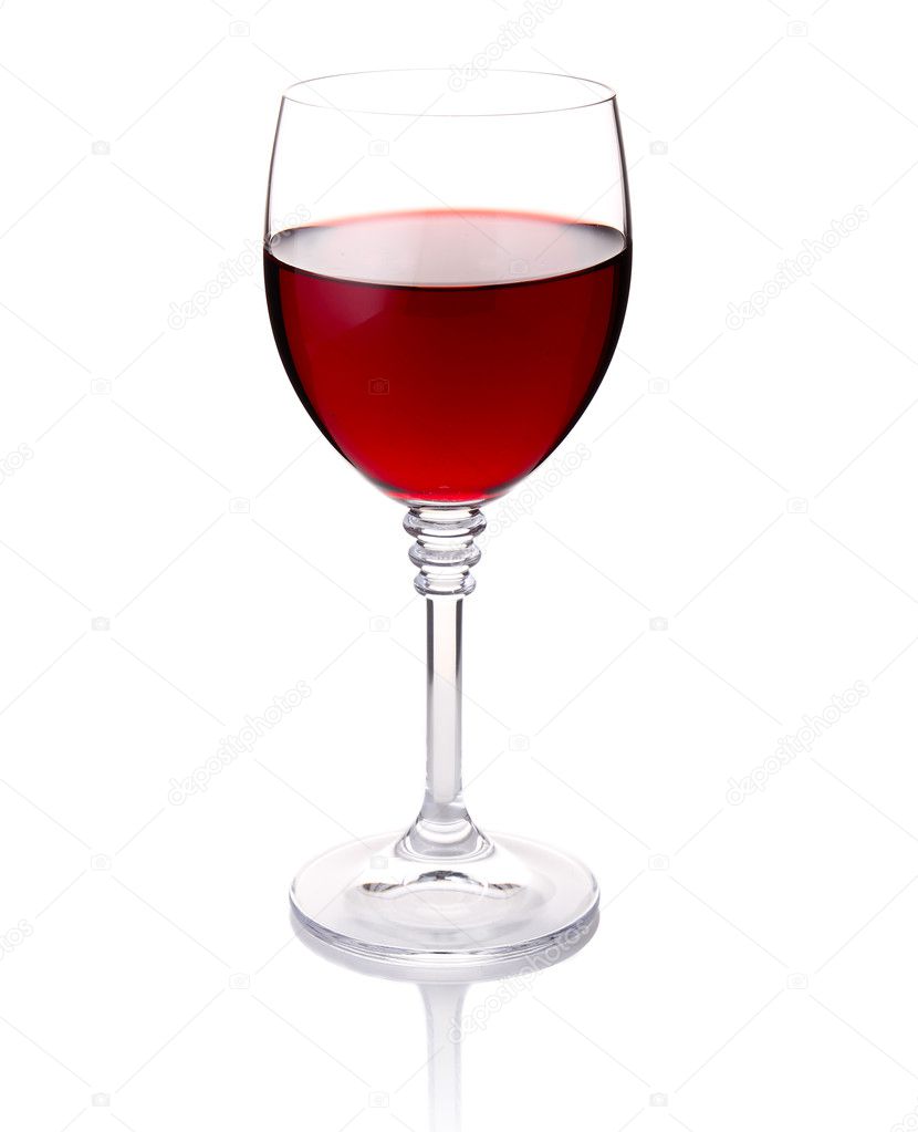 Glass of red vine isolated on white background