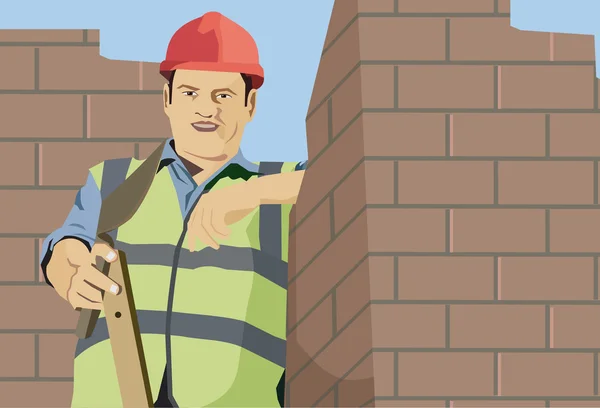 Bir inşaat işçisi önden görünümü — Stok fotoğraf