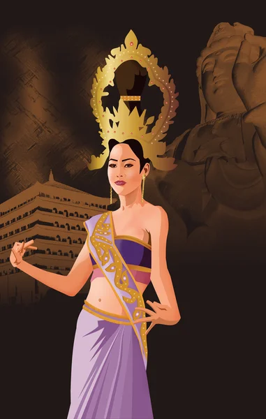 Güney Doğu Asya kadın dans önden görünümü — Stok fotoğraf