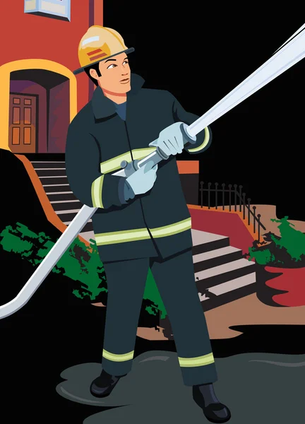 Vooraanzicht van een brandweerman — Stockfoto