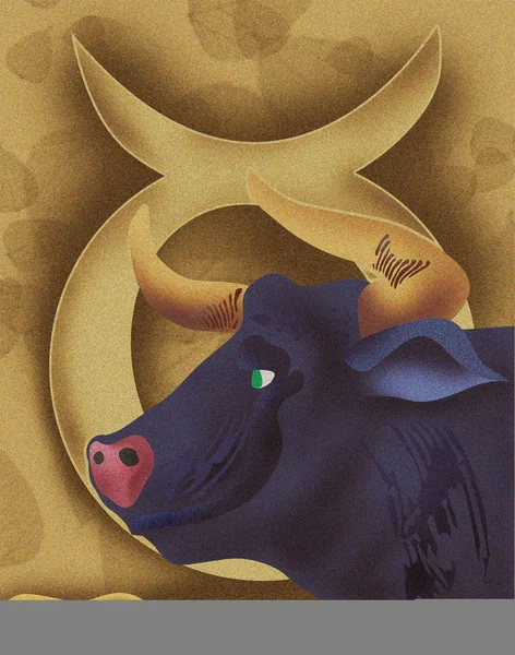 Close-up of bull with zodiac sign Taurus — Stock Photo, Image