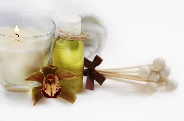 Wellness instelling met orchidee — Stockfoto