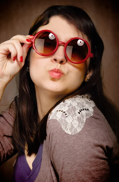 Funny young brunette woman — Stock Photo, Image