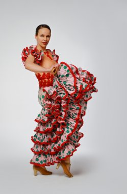 Flamenko dans kastanyet ile genç bir kadın