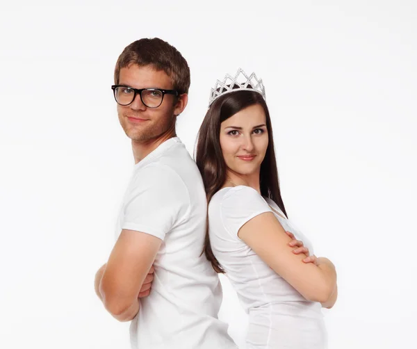 Portrait of a young couple in studio — Stock Photo, Image