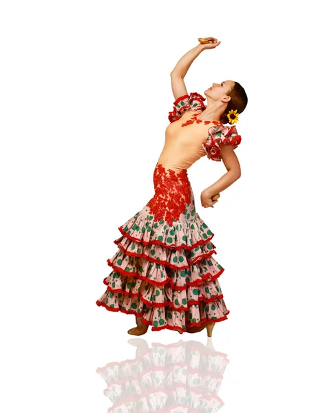 Ung kvinna dansar flamenco — Stockfoto