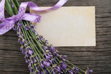 Fresh lavender over wooden background clipart