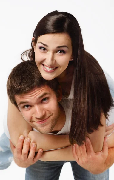 Portrét mladého krásného páru — Stock fotografie