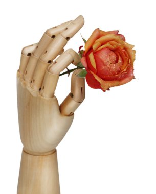 Robot hand holding rose clipart