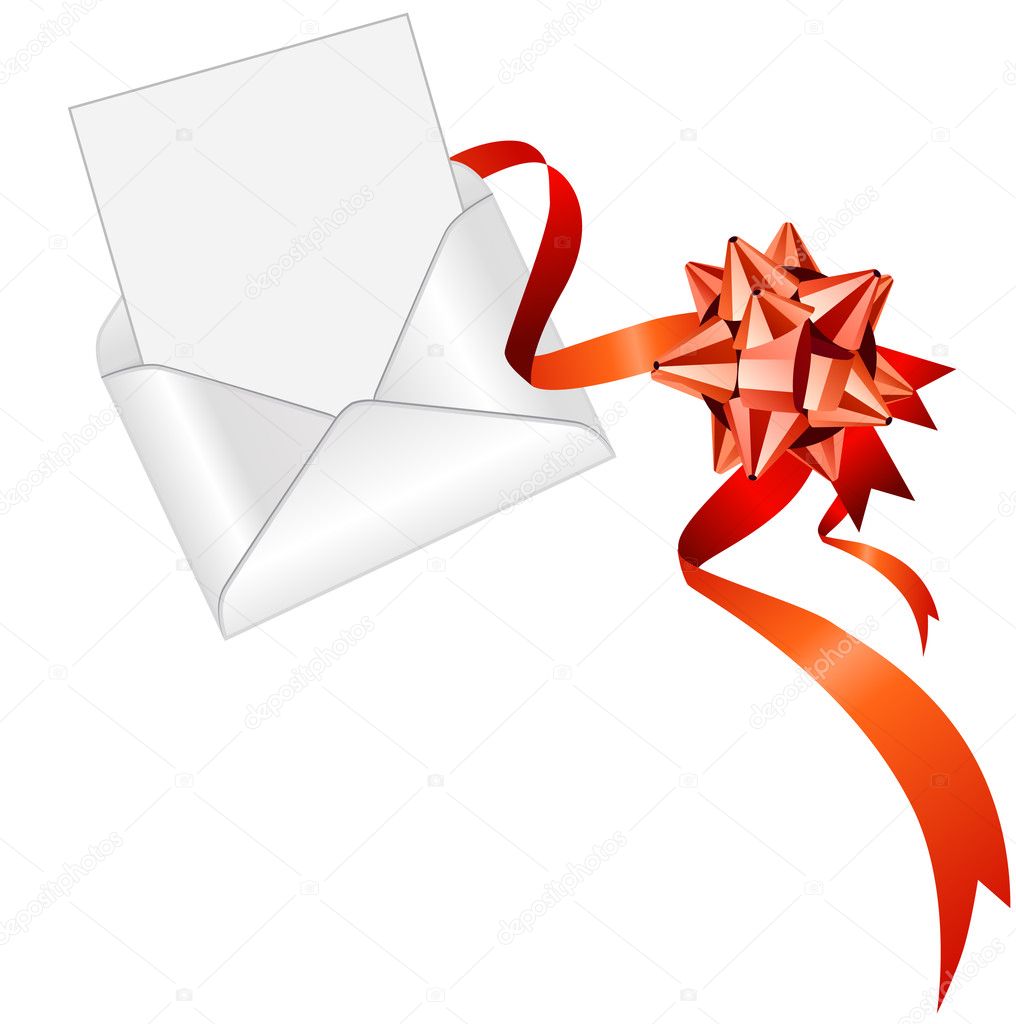 Blank envelope with ribbon