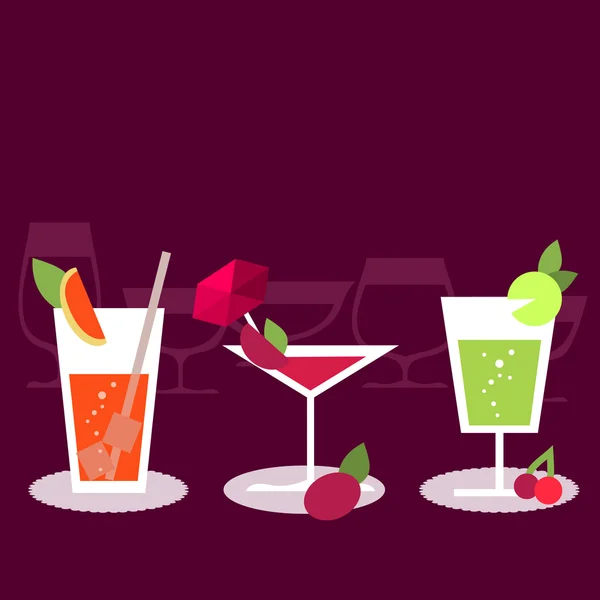 Ensemble de différents cocktails — Image vectorielle