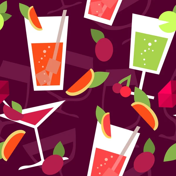 Naadloze patroon met verschillende cocktails — Stockvector