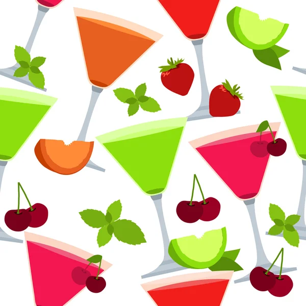 Seamless pattern with different cocktails — Stock Vector