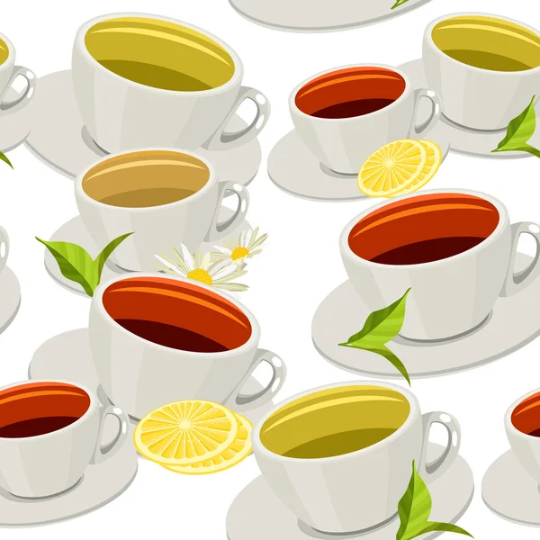 Seamless mönster med koppar te — Stock vektor