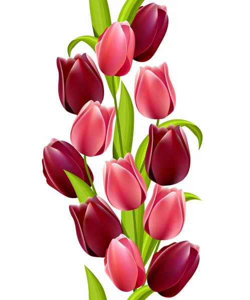 Vertical seamless pattern with tulips — Stock Vector