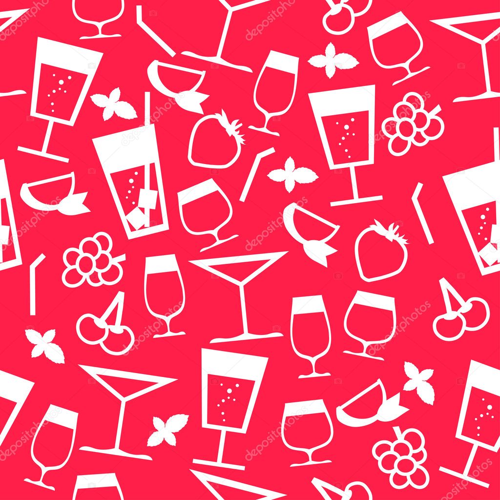 Seamless pattern with different cocktails