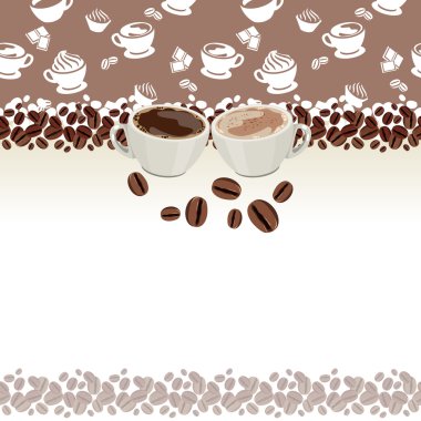 Greeting card with cups of coffee clipart