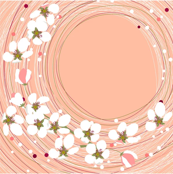 गुलाबी पृष्ठभूमि पर फूलदार शाखाओं — स्टॉक वेक्टर