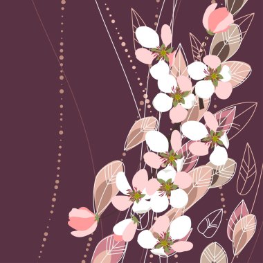 Blossomig branches on dark background clipart
