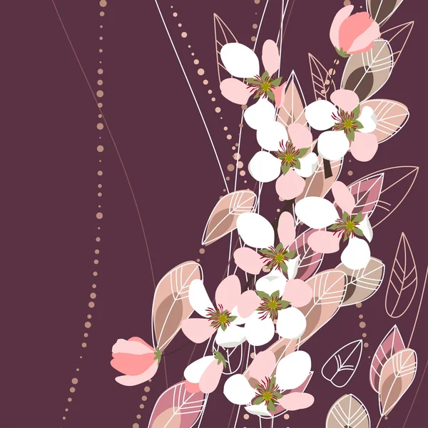Blossomig 树枝上黑的背景 — 图库矢量图片