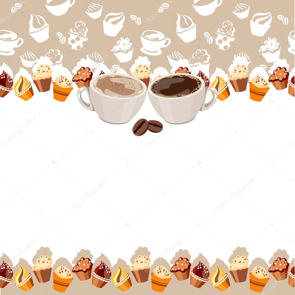 Greeting card with cups of coffee