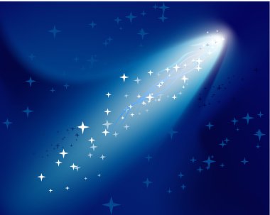 Comet on dark blue sky clipart