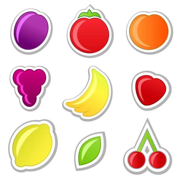 Collection on fruit stickers — Stock Vector