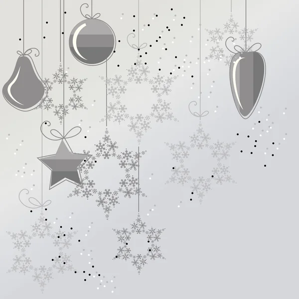 Sfondo di Natale con palle e fiocchi di neve — Vettoriale Stock