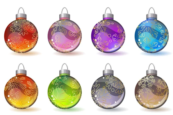 不同圣诞玻璃球 — 图库矢量图片