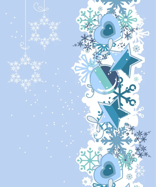 Blue Christmas background with hanging balls — Stock Vector